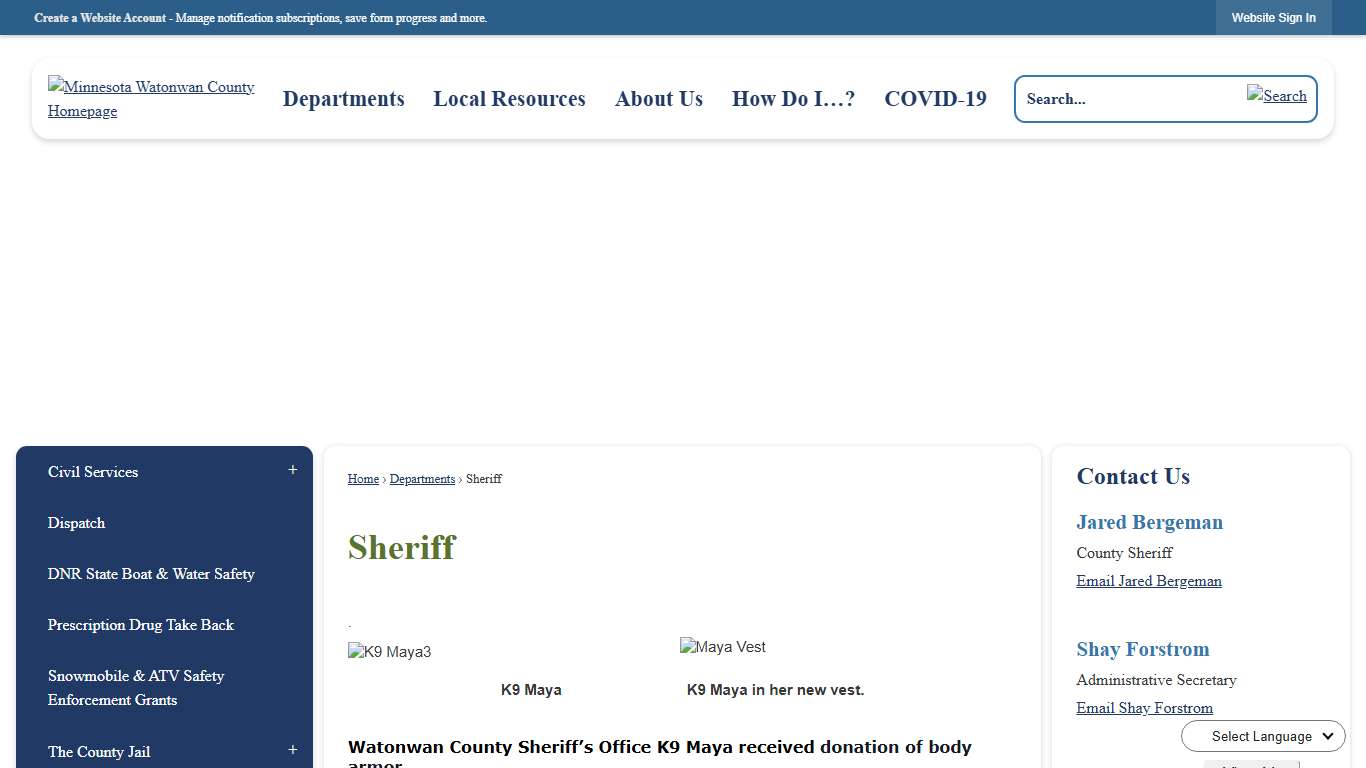 Sheriff | Watonwan County, MN - Official Website