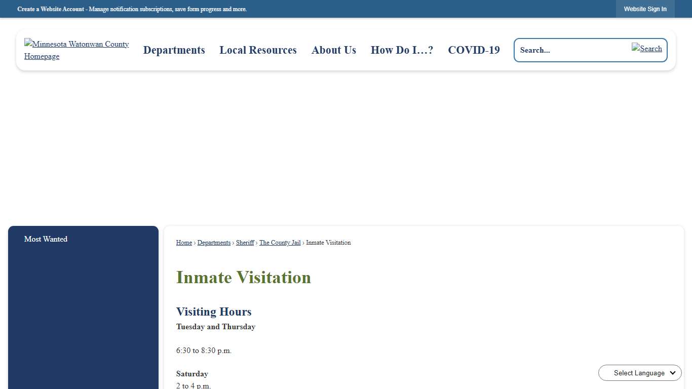 Inmate Visitation | Watonwan County, MN - Official Website