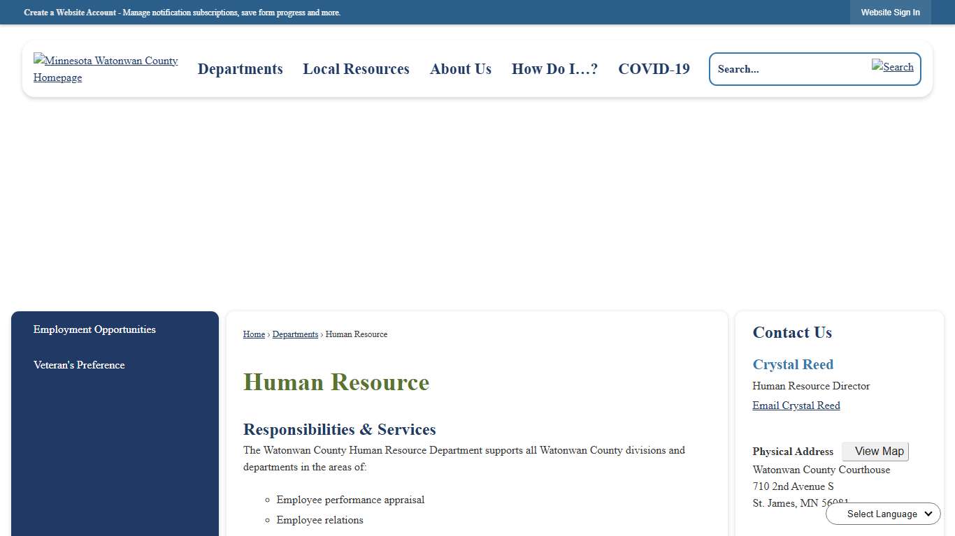 Human Resource | Watonwan County, MN - Official Website